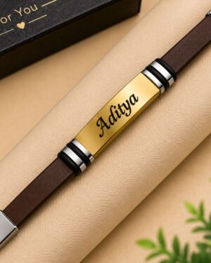 Customized Leather Band Name Rakhi